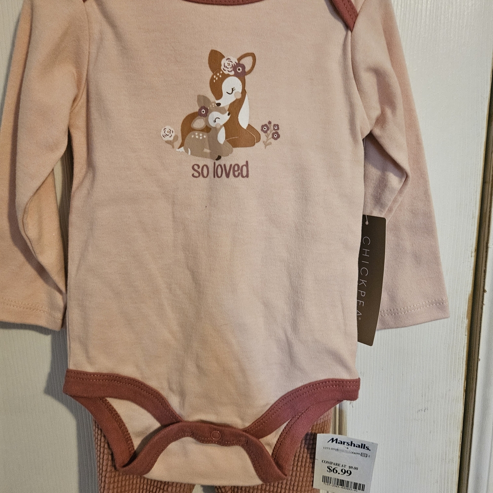 chick pea Pink and Brown Baby Bodysuit - So Loved